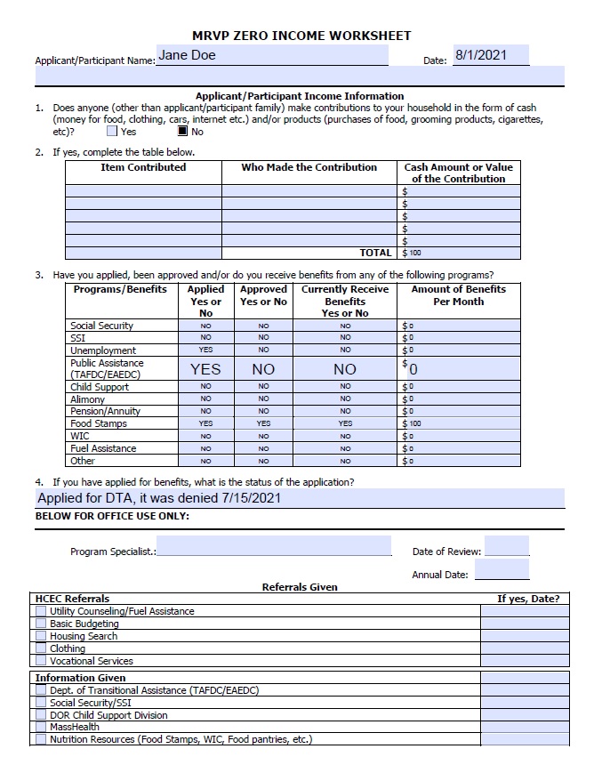 How To Fill Out The MRVP Statement Of Zero Income Form Metro Housing
